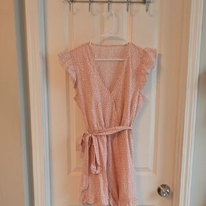 Pink Floral Wrap Dress